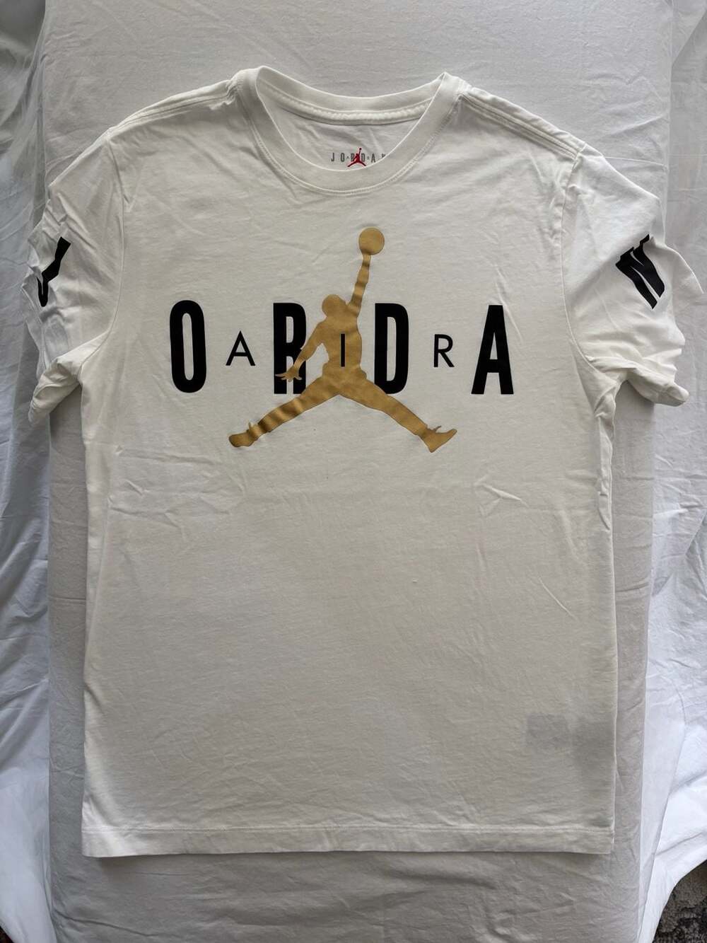 jordan men jordan air stretch tee white metallic gold black,